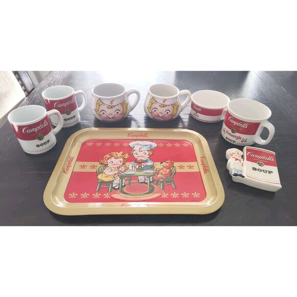 Campbell's Soup Brand Cups Bowls Mug Tray Spoonrest - Picture 1 of 7